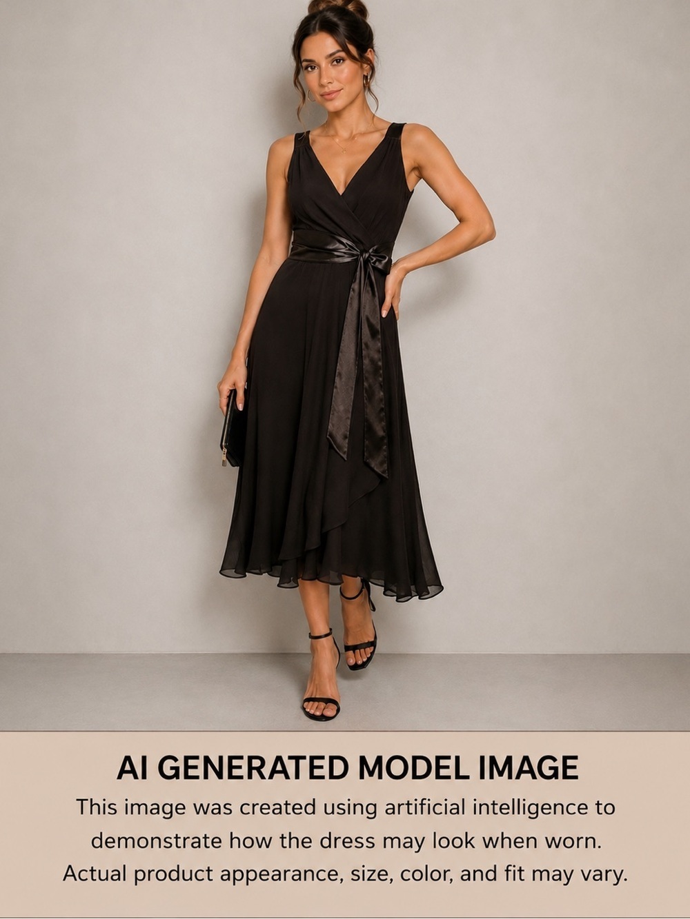 Dress Barn Deep V-Neck Formal Cocktail Sleeveless Briwn